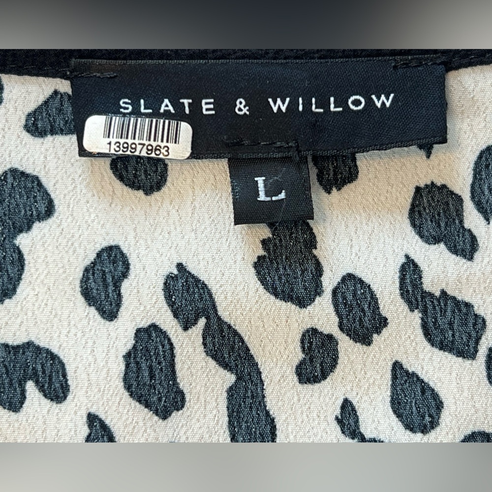 Slate and Willlow women’s size large Leopard Print faux Wrap Dress lined - Picture 11 of 13